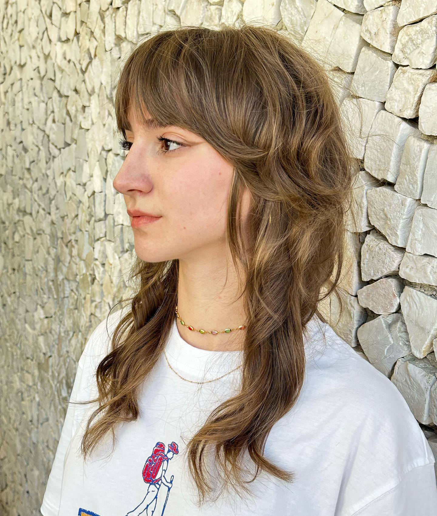 Soft Shag with Mid-Shaft Layers and Bangs